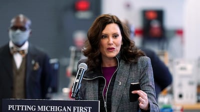 Michigan Governor Gretchen Whitmer speaks in Detroit last year. AP
