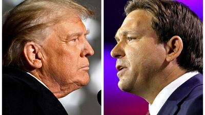 Will Donald Trump (L) and Ron DeSantis go head-to-head? Reuters