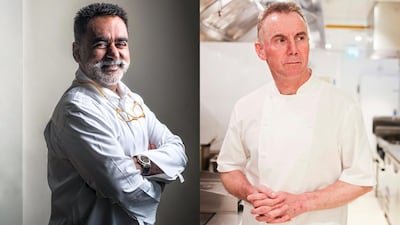 Michelin-starred chefs Vineet Bhatia and Gary Rhodes discuss whether a Michelin Guide will come to the UAE. Lee Hoagland / The National; Sipa USA/REX/Shutterstock