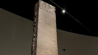 Ptolemaic Stela, red granite, Italy, part of the 100 Objects exhibition in Manarat Al Saadiyat. Mona Al-Marzooqi / The National