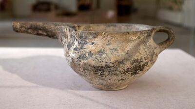 An antiquity repatriated from Switzerland on display at Iran's National Museum in Tehran.