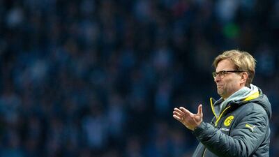 Borussia Dortmund manager Jurgen Klopp reacts during his side's loss to Hertha Berlin on Saturday in the Bundesliga. Oliver Mehlis / AFP / DPA / December 13, 2014