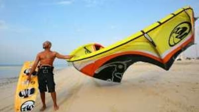 Mostafa al Hussaini runs a kitesurfing club on the Jumeirah beach shoreline.