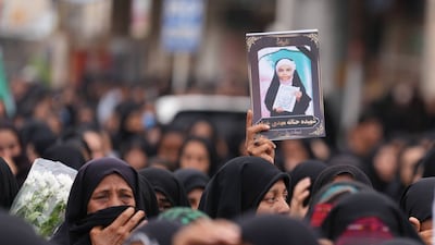 The funeral ceremony for victims of the air strike on a girls' school in Minab, southern Iran. EPA