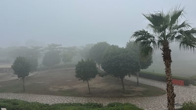 Morning fog rolls across JLT. Coastal and internal areas of the UAE have been affected