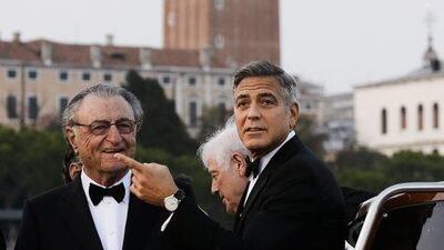 Ramzi Alamuddin and Amal Alamuddin on their way to the Aman hotel ahead of the wedding in Venice. AP