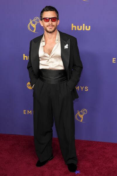 Jonathan Bailey is one of a number of stars to wear satin shirts. EPA