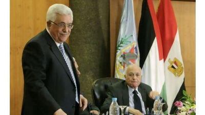 The Palestinian president, Mahmoud Abbas, left, seems to hold the upper hand as Fatah and Hamas prepare to form an interim government after signing a formal pact yesterday.