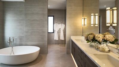 A spacious bathroom, one of 11 in the home. Courtesy Luxhabitat Sotheby's International Realty