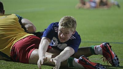 Sam Cook, flanker for Abu Dhabi Harlequins, at a training session on August 29, 2016. Jeffrey E Biteng / The National