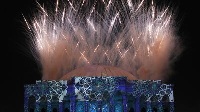 The Spiral of Light show on the first night of Sharjah Light Festival 2022 held at the University City Hall. All photos: Pawan Singh / The National