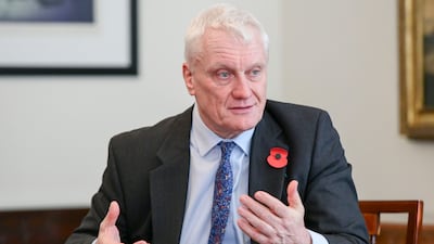 Graham Stuart, UK Minister of State for Energy Security and Net Zero, praised the role of Cop28 President-designate Dr Sultan Al Jaber. Khushnum Bhandari / The National