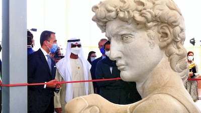 Sheikh Nahyan bin Mubarak Al Nahyan the UAE’s minister of tolerance, Reem Al Hashimy, UAE Minister of State for International Cooperation and other guests were also present during the unveiling ceremony. Pawan Singh/The National