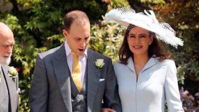 'Peep Show' star Lady Frederick Windsor and Lord Frederick Windsor leave St George's Chapel after the wedding. AFP