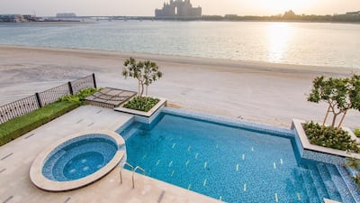 10: This brand new villa has full privacy and views of both the Atlantis and Burj Al Arab. The pool has golf leaf to reflect the sunlight, while inside the property there are three floors decorated in classic/modern style.