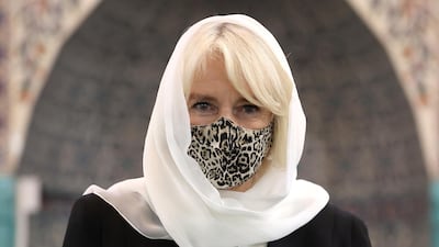 Camilla, Duchess of Cornwall visited Wightman Road Mosque in Harringay, north London, on April 7, 2021. Getty Images