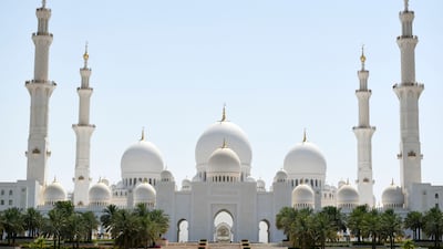 Sheikh Zayed Grand Mosque view from Wahat Al Karama, Abu Dhabi. Khushnum Bhandari / The National