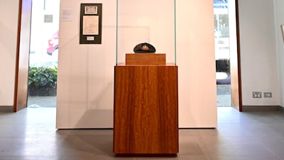 A cap worn by Australian great Don Bradman in Sydney. AFP