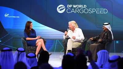 CNBC's Middle East anchor Hadley Gamble, Sir Richard Branson and Sultan bin Sulayem, group chairman and chief executive of DP World, in 2018 in Dubai.