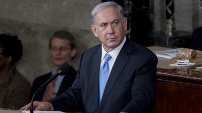 Benjamin Netanyahu, Israel's prime minister, addresses Congress. (Andrew Harrer / Bloomberg)