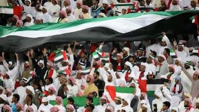 Fans celebrate the UAE Olympic team's win over Australia.