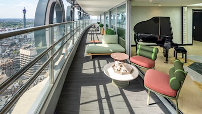 The terrace of the penthouse overlooking London.