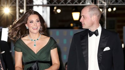 Britain's Prince William and Kate, Duchess of Cambridge arrive for the BAFTA 2018 Awards on Sunday night - Kate didn't wear black, whereas the majority of people on the red carpet did in support of Times Up.