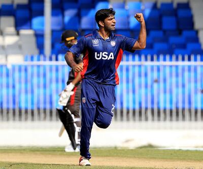 Saurabh Netravalkar took five wickets for 32 runs against the UAE. Satish Kumar for The National