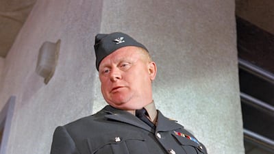 Auric Goldfinger, British, played by Gert Frobe in ‘Goldfinger’ (1964). It’s not all about worrying foreigners when it comes to Bond villains. The third Bond movie features the very British villain Auric Goldfinger (ironically portrayed by German actor Gert Frobe), who plans to use a Chinese atomic bomb to blow up Fort Knox, but instead ends up sucked out of the window of a plane. Courtesy United Artists