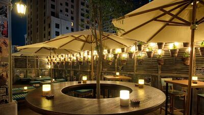 The outdoor bar area