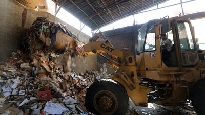 Waste cardboard for recycling.