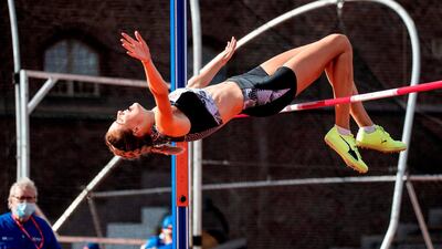 Ukrainian Yaroslava Mahuchikh on her way to winning the women's high jump during the Diamond League meeting at the Stockholm Olympic Stadium on Sunday, August 23. AFP