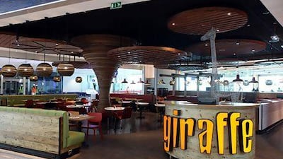 Giraffe's outlet inside the new Concourse A at Terminal 3 in Dubai International Airport. Courtesy Emirates Leisure Retail