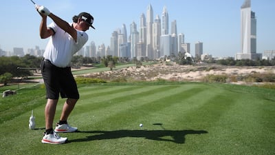 Pat Perez of the USA on the 8th tee during a practice round ahead of the Omega Dubai Desert Classic at Emirates Golf Club starting Thursday. Ross Kinnaird/Getty Images