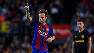 Ivan Rakitic of FC Barcelona celebrates after scoring his team’s first goal. David Ramos / Getty Images
