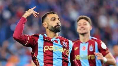 Mohammed Salah of Trabzonspor celebrates after scoring a goal against Galatasaray at Papara Park. Getty Images