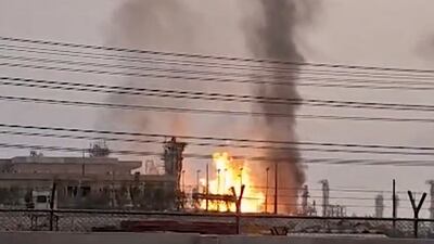 A refinery in the South Pars gas field in Bushehr, Iran, after it was struck by an Israeli drone. AP