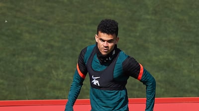 Luis Diaz of Liverpool during training. Getty