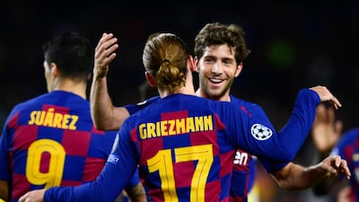 Barcelona's Antoine Griezmann celebrates his goal. AFP
