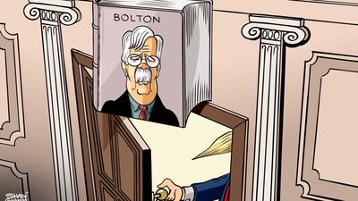 Our cartoonist Shadi Ghanim's take on John Bolton's forthcoming book and how it might set the Trump presidency back