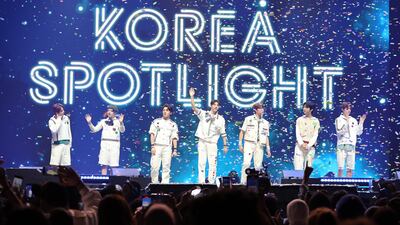 The Wind perform at The Korea Spotlight – K-Pop Concert at Coca-Cola Arena in Dubai. All photos: Pawan Singh / The National