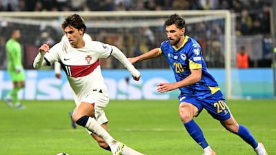 Portugal's Joao Felix on the attack in Bosnia. AFP