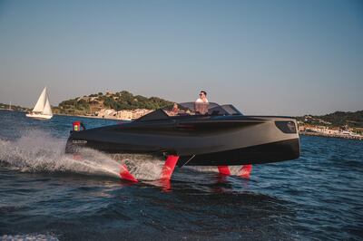 Foiler is the world’s first flying yacht by UAE company Enata. Courtesy Dubai International Boat Show