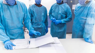 Team of pathologists at Burjeel Medical City. Reem Mohammed / The National