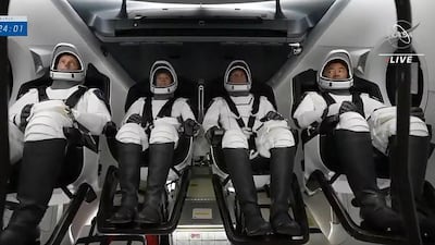 The astronauts boarded the spacecraft before dawn. AFP Photo / Nasa TV