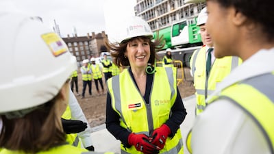 Britain's Chancellor Rachel Reeves on a visit to a building site in Oval, south London. Photo: Kirsty O'Connor / Treasury