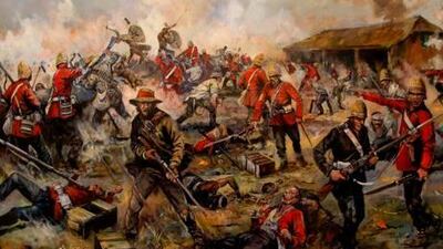 The defence of Rorke's Drift, painted by Jason Askew in 2007, depicts the full horror of the battle.