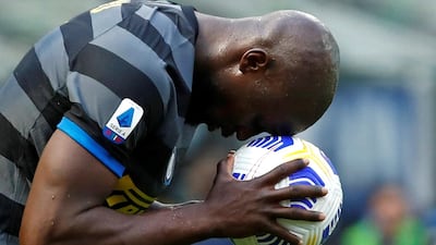 Inter Milan striker Romelu Lukaku during his team's 1-0 Serie A victory over Verona at the San Siro on Sunday, April 25.