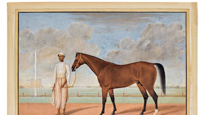 'A Bay Racehorse with a Groom', signed by Shaykh Muhammad Amir Of Karraya, Company School, Calcutta, circa 1842 (est £30,000-£50,000). Photo: Sotheby's
