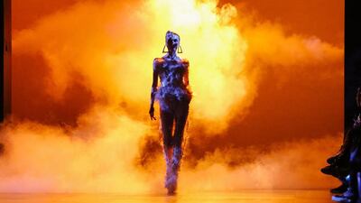 A model walks the runway during the Blonds fashion show at the New York Fashion Week. Kena Betamcur / AFP Photo